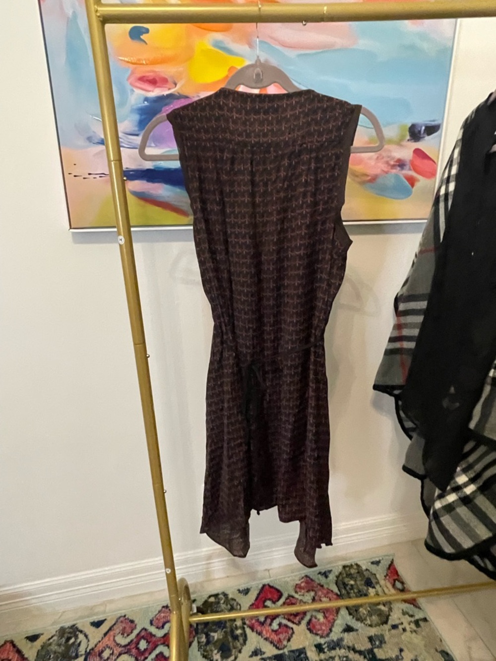 Simply Vera Vera Wang Brown Patterned Sleeveless Midi Dress Medium - Picture 3 of 7